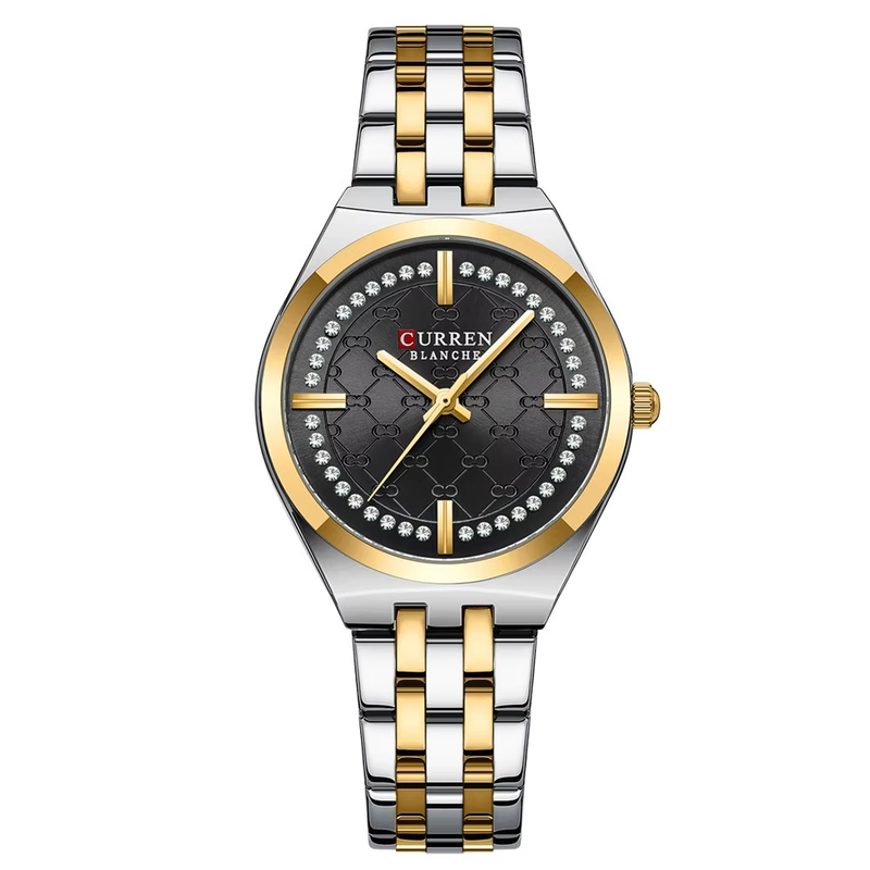 Curren C9096 Silver Black Γυναικείο Ρολόι με Μαύρο Καντράν