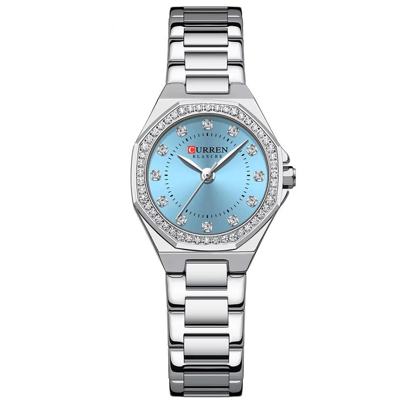 Curren C9100 Silver Γυναικείο Ρολόι με Γαλάζιο Καντράν