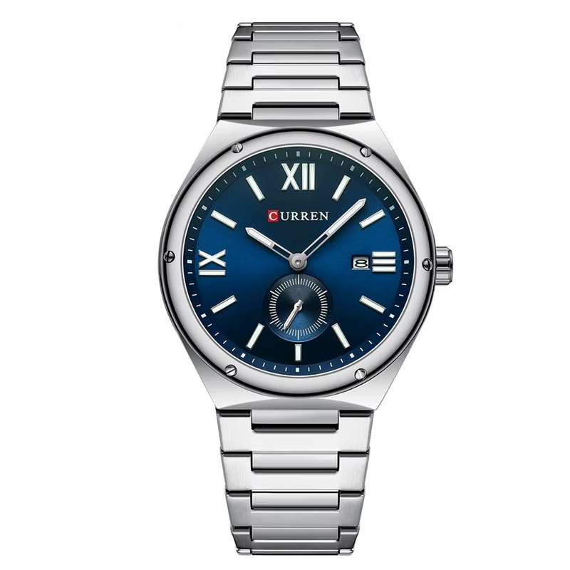 Curren RD-204 Silver Blue Ρολόι με Μπλε Καντράν και Ασημενιό Μπρασελέ