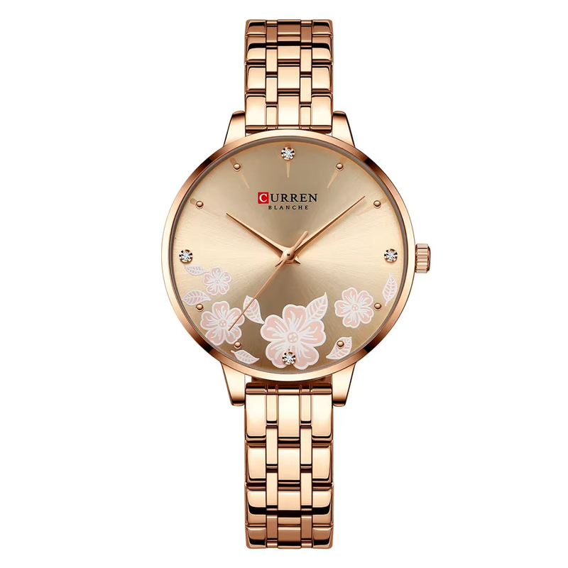 Curren C9068 Bronze Γυναικείο Ρολόι με Ροζ Χρυσό Καντράν