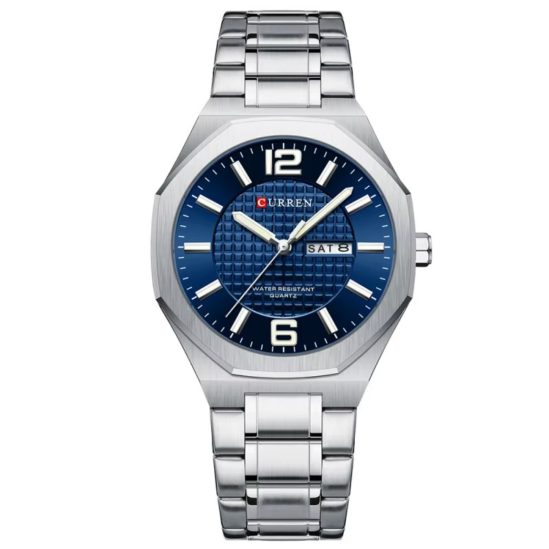 Curren 8476 Silver Blue Ρολόι με Μπλε Καντράν και Ασημένιο Μπρασελέ