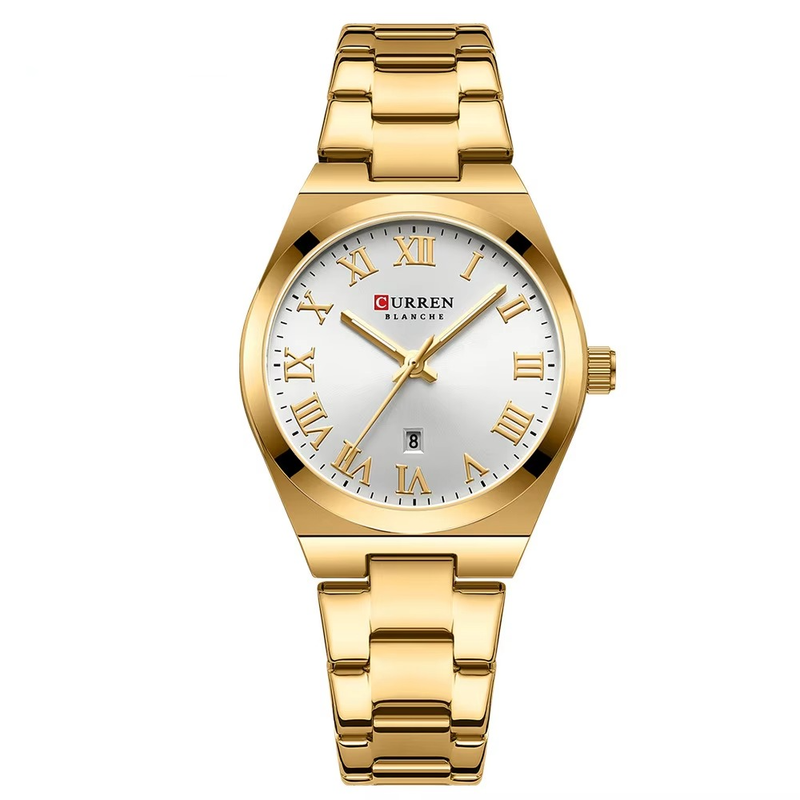 C9095 Gold Curren Γυναικείο Ρολόι με Μεταλλικό Μπρασελέ