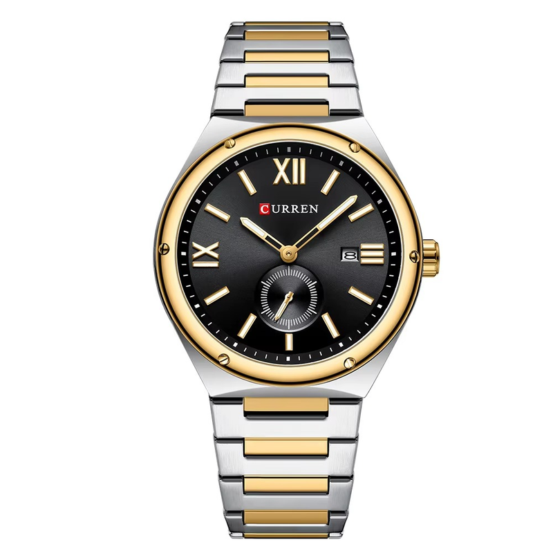 Curren RD-204 Gold Black Ρολόι με Μαύρο Καντράν και Χρυσό Μπρασελέ