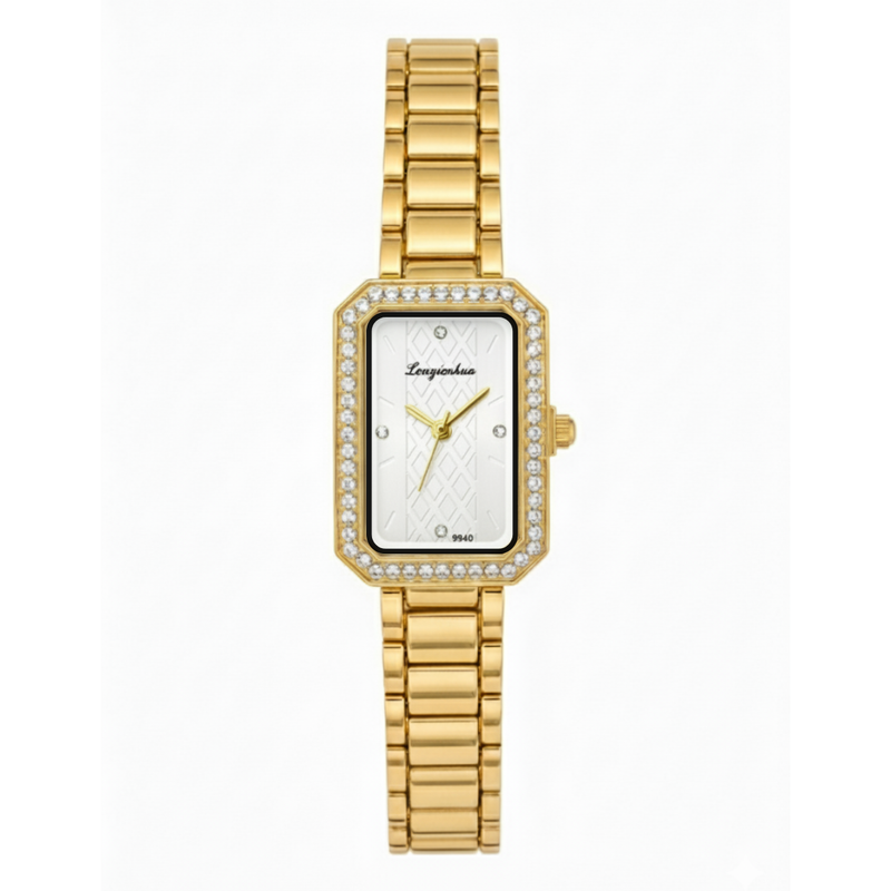 Vintage Γυναικείο Ρολόι AnnaBell White με Χρυσό Μεταλλικό Μπρασελέ icoonshop.com