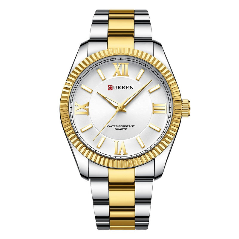 Curren 8453 White Ρολόι με Λευκό Καντράν και Ασημένιο Χρυσό Μπρασελέ