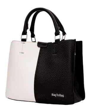 Τσάντα χειρός KX2313 - Ασπρο/Μαύρο