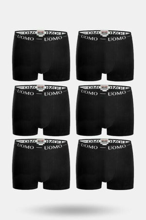 Uomo P Ανδρικά Μποξεράκια Μαύρα 6Pack