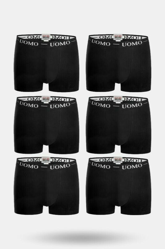 Uomo P Ανδρικά Μποξεράκια Μαύρα 6Pack