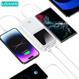 USAMS power bank US-CD212 με καλώδια, 4x έξοδοι, 20000mAh, 20W, μαύρο