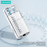 USAMS power bank US-CD212 με καλώδια, 4x έξοδοι, 20000mAh, 20W, μωβ