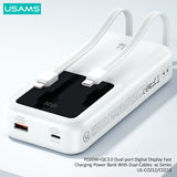 USAMS power bank US-CD212 με καλώδια, 4x έξοδοι, 20000mAh, 20W, μωβ