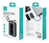 USAMS power bank CD243 με καλώδιο USB-C, 2x θύρες εξόδου, 20000mAh, 65W, γκρι