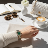 Vintage Γυναικείο Ρολόι Irina Silver Gold Green με Μεταλλικό Μπρασελέ