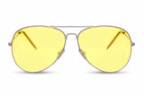 Γυαλιά Ηλίου με Ασημένιο Σκελετό και Κίτρινο Φακό