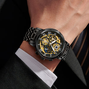 Ρολόι με Μεταλλικό Μπρασελέ LIGE 8973 Black