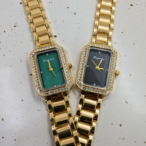 Vintage Γυναικείο Ρολόι AnnaBell Green με Χρυσό Μεταλλικό Μπρασελέ