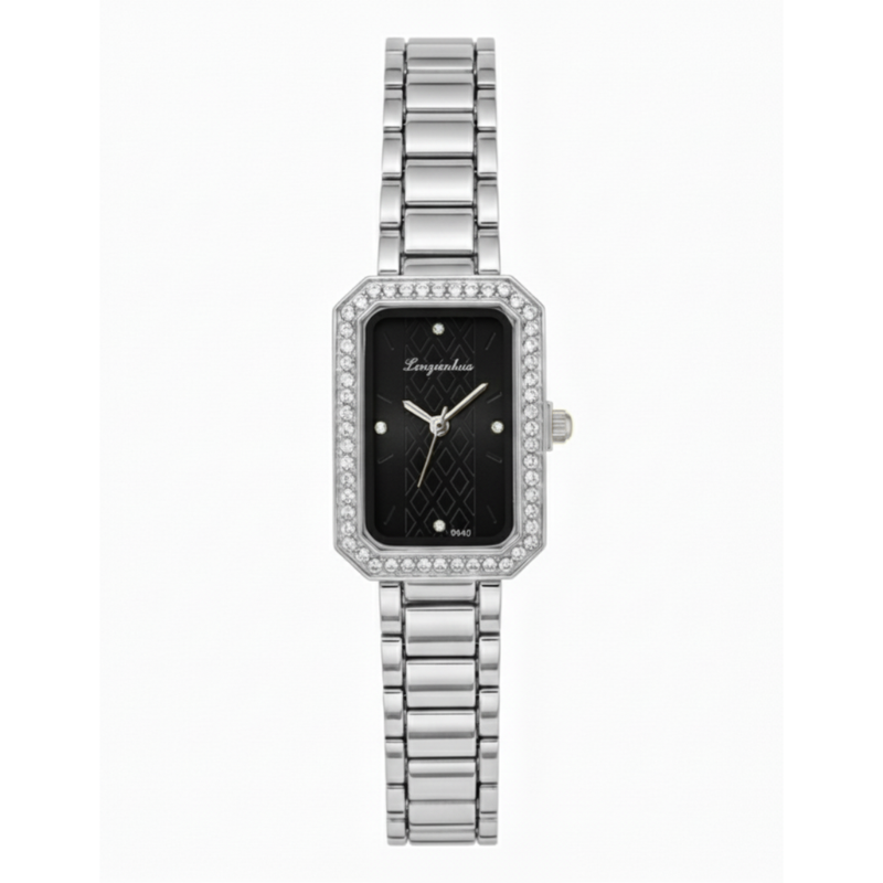 Vintage Γυναικείο Ρολόι AnnaBell Black με Ασημί Μεταλλικό Μπρασελέ icoonshop.com