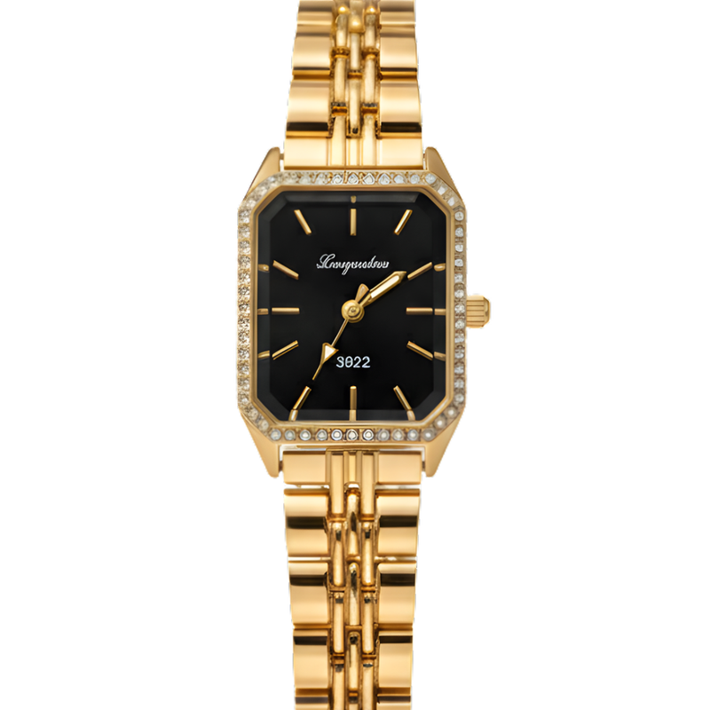 Vintage Γυναικείο Ρολόι Diva Black με Χρυσό Μεταλλικό Μπρασελέ