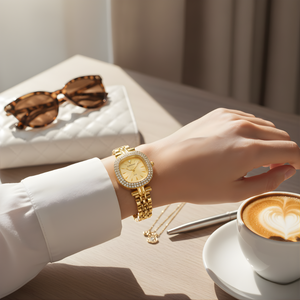 Vintage Γυναικείο Ρολόι Gold με Χρυσό Μεταλλικό Μπρασελέ