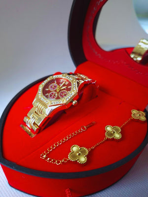 Γυναικείο Σετ Δώρου SD2020 με Ρολόι με Κοσμήματα