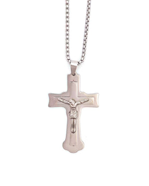 Αλυσίδα λαιμού με σταυρό WW-K443 - Ασημί
