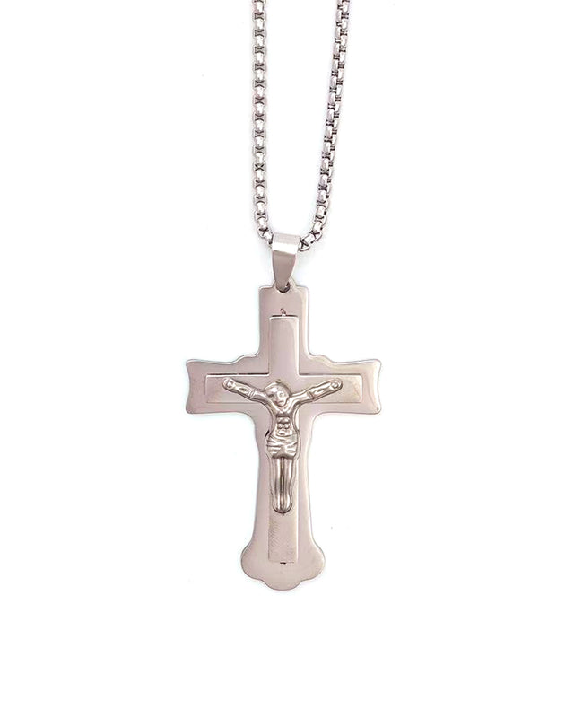 Αλυσίδα λαιμού με σταυρό WW-K443 - Ασημί