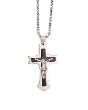 Αλυσίδα λαιμού με σταυρό WW-K443 - Μαύρο