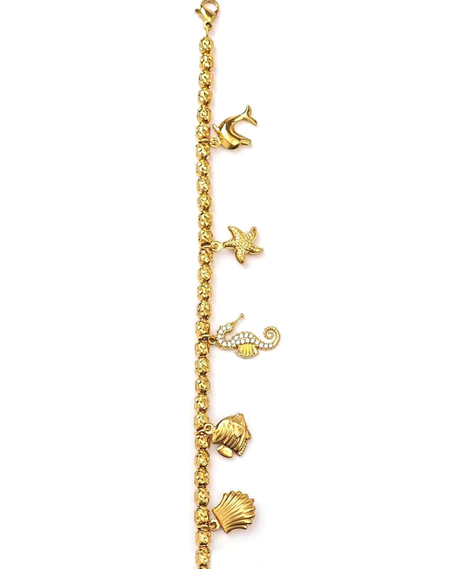 Βραχιόλι με διακοσμητικό ιππόκαμπο AA-B229 - Χρυσό