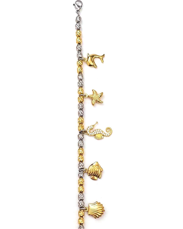 Βραχιόλι με διακοσμητικό ιππόκαμπο AA-B229 - Ανθρακί