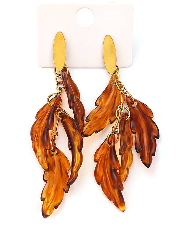 Καρφωτό σκουλαρίκι OO-S449 - Καφέ