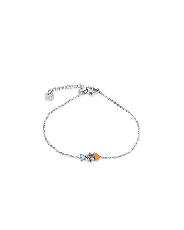 Βραχιόλι με διακοσμητικό ψαροκοκκαλο YC-B118 - Ασημί