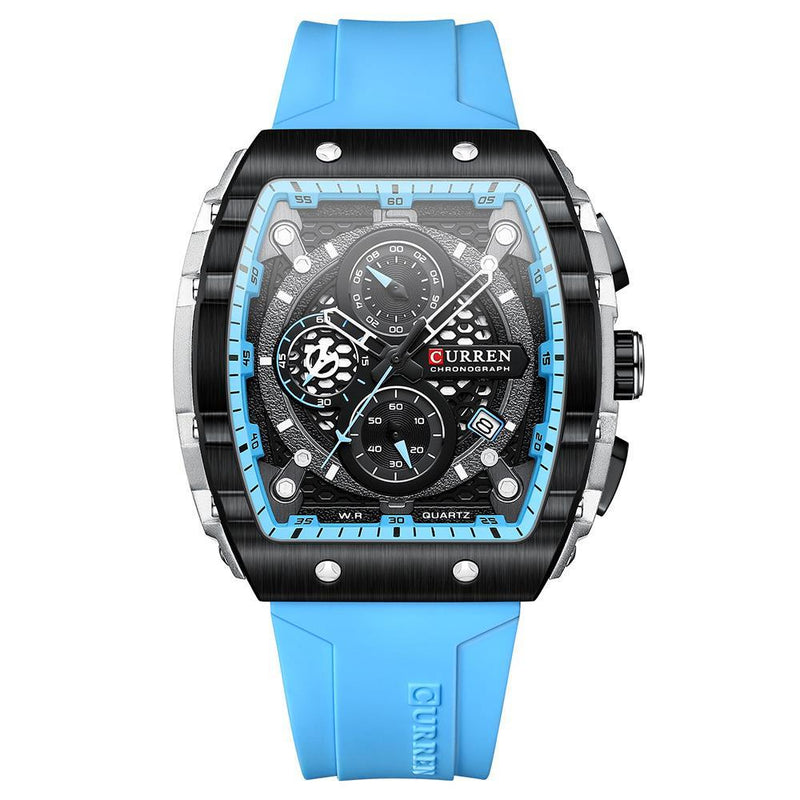 Curren 8442 Light Blue Ρολόι με Μαύρο Καντράν και Γαλάζιο Λουράκι