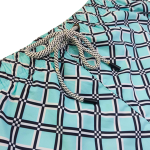 Мъжки бански къси панталони на цветя бяло синьо M9026 