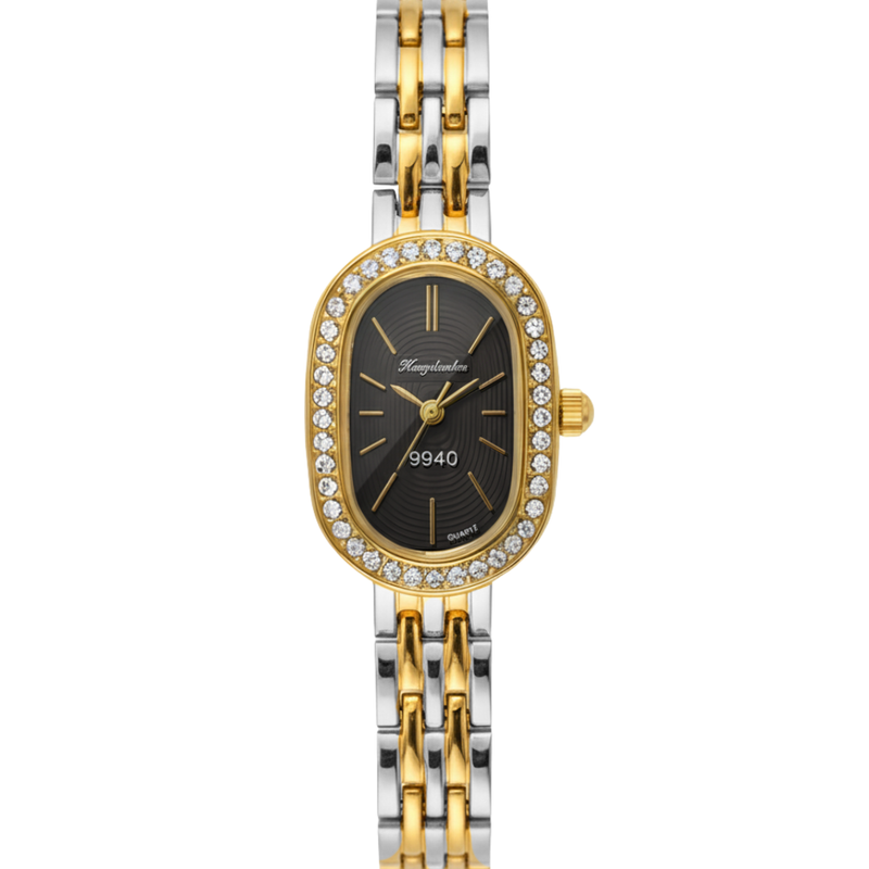 Vintage Γυναικείο Ρολόι Dama Gold Black με Χρυσό Μεταλλικό Μπρασελέ