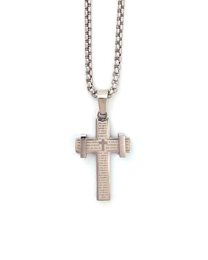 Αλυσίδα λαιμού με σταυρό WW-K442 - Ασημί