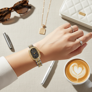 Vintage Γυναικείο Ρολόι Dama Gold Black με Χρυσό Μεταλλικό Μπρασελέ