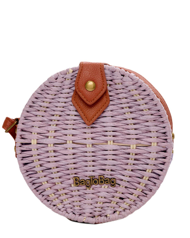 Ψάθινο τσαντάκι χιαστί 939 - Μώβ