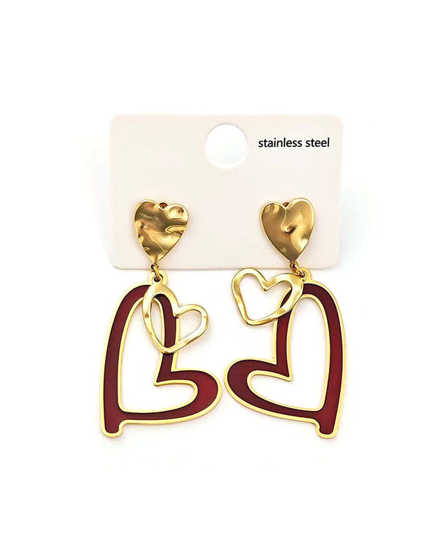 Καρφωτό σκουλαρίκι OO-S433 - Κόκκινο