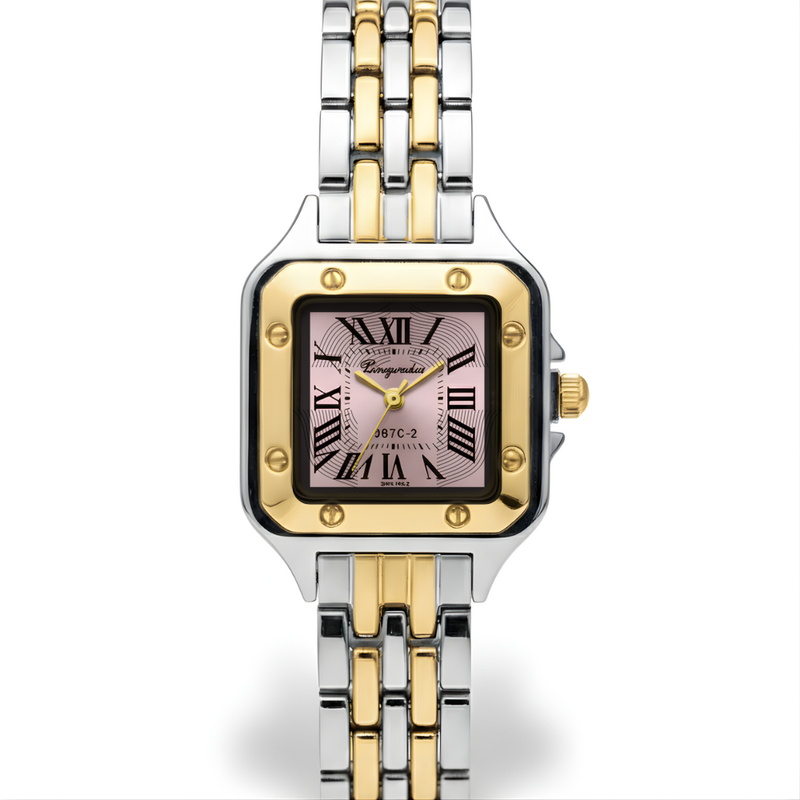 Vintage Γυναικείο Ρολόι Square Gold Rose με Χρυσό Μεταλλικό Μπρασελέ