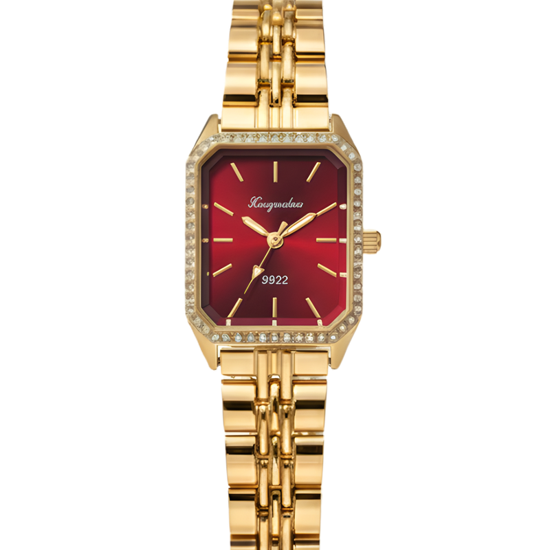 Vintage Γυναικείο Ρολόι Diva Red με Χρυσό Μεταλλικό Μπρασελέ