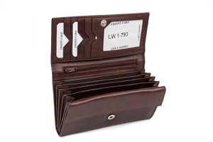 Μεγάλο Δερμάτινο Γυναικείο Πορτοφόλι AN 1-793 Καφέ