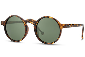 Γυαλιά Ηλίου με Καφέ Σκελετό και Πράσινο Φακό