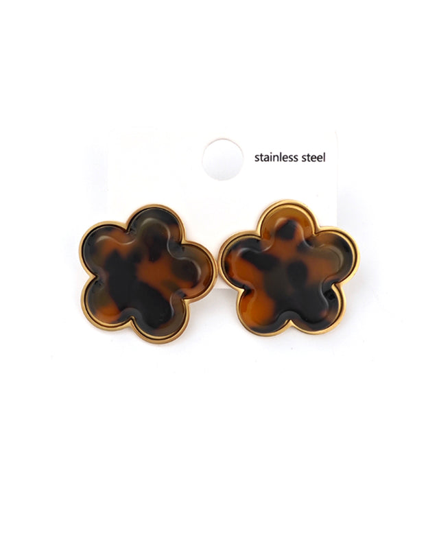 Καρφωτό σκουλαρίκι OO-S439 - Καφέ