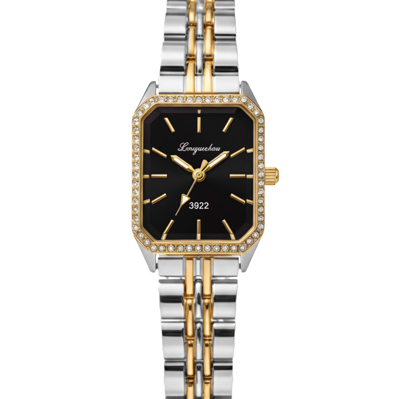 Vintage Γυναικείο Ρολόι Diva Silver Black με Χρυσό Μεταλλικό Μπρασελέ