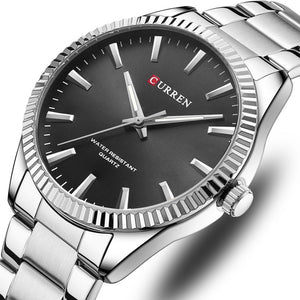 Сребърен черен часовник Curren 8425 с черен циферблат и сребърна гривна