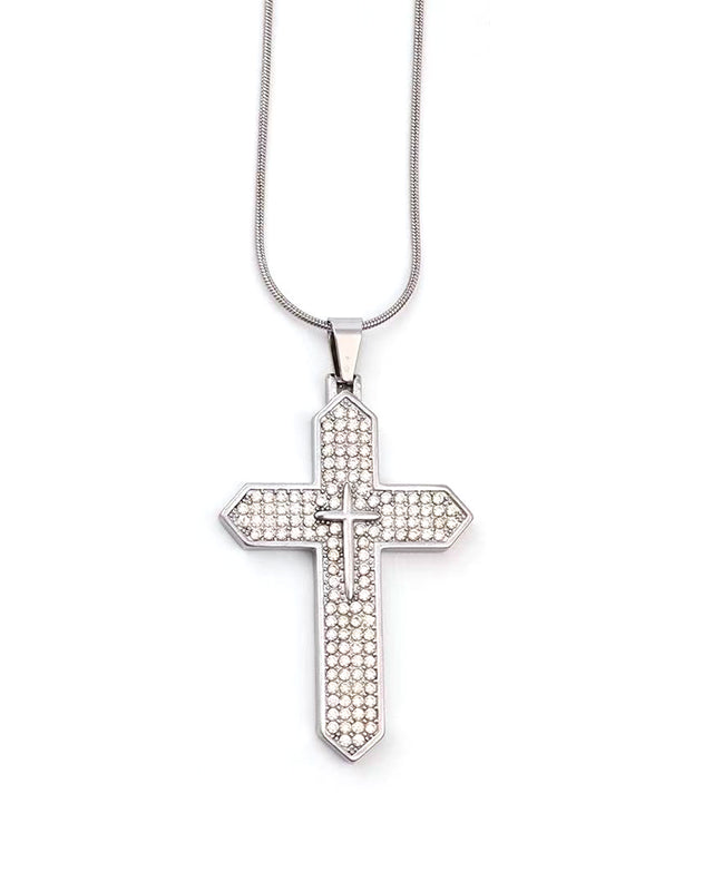Αλυσίδα λαιμού με σταυρό WW-K460 - Ασημί