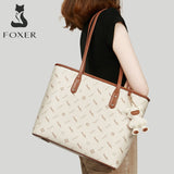 Δερμάτινη Γυναικεία Τσάντα PVC Shopper  Ωμου Foxer 900535F μπέζ/καφέ