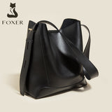 Δερμάτινη Γυναικεία Τσάντα Shopper ‘Ωμου Foxer 9136015F μαύρο