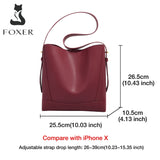 Δερμάτινη Γυναικεία Τσάντα Shopper ‘Ωμου Foxer 9136015F μπορντό