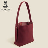 Δερμάτινη Γυναικεία Τσάντα Shopper ‘Ωμου Foxer 9136015F μπορντό